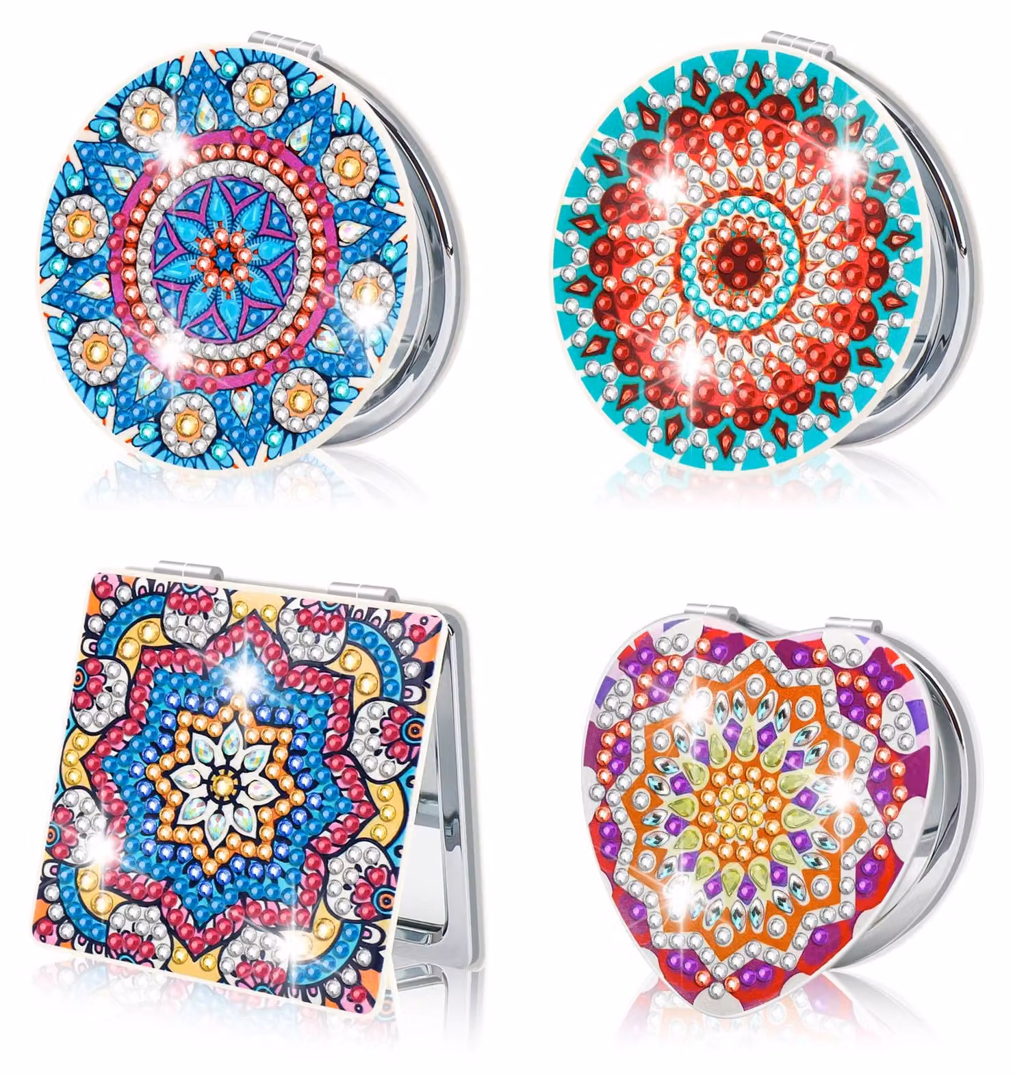 Solidchoice - Specchio da tasca per il diamond painting fai-da-te - Confezione da 4, specchietti da viaggio ideali per le donne