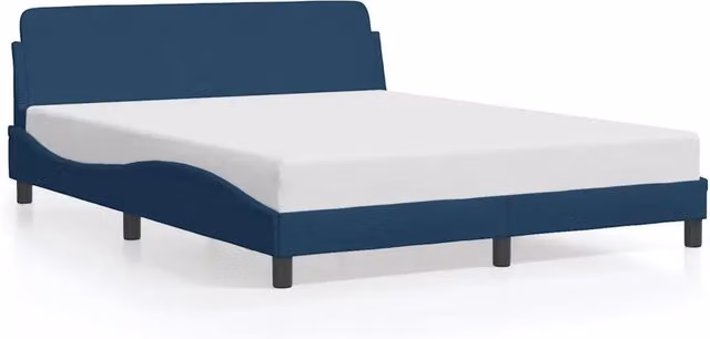 Letto matrimoniale Dover Blu con testiera in tessuto e struttura in legno e metallo L/P/H: 160 x 200 x 74,5 cm – 1