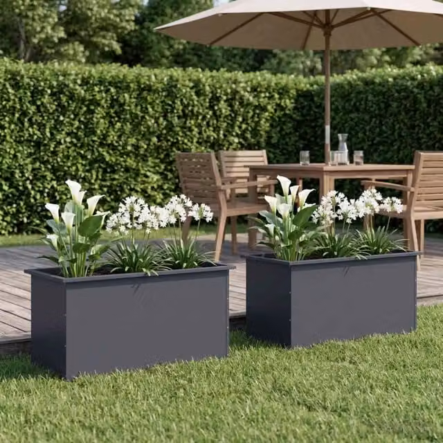 Fioriera da giardino con LED 2 pz Antracite 50 x 100 x 48 cm 8008229