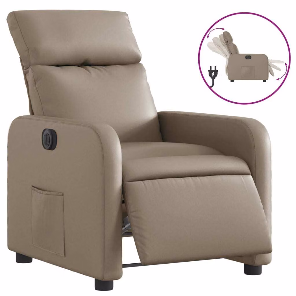 Poltrona Reclinabile Elettrica Cappuccino in Pelle finta