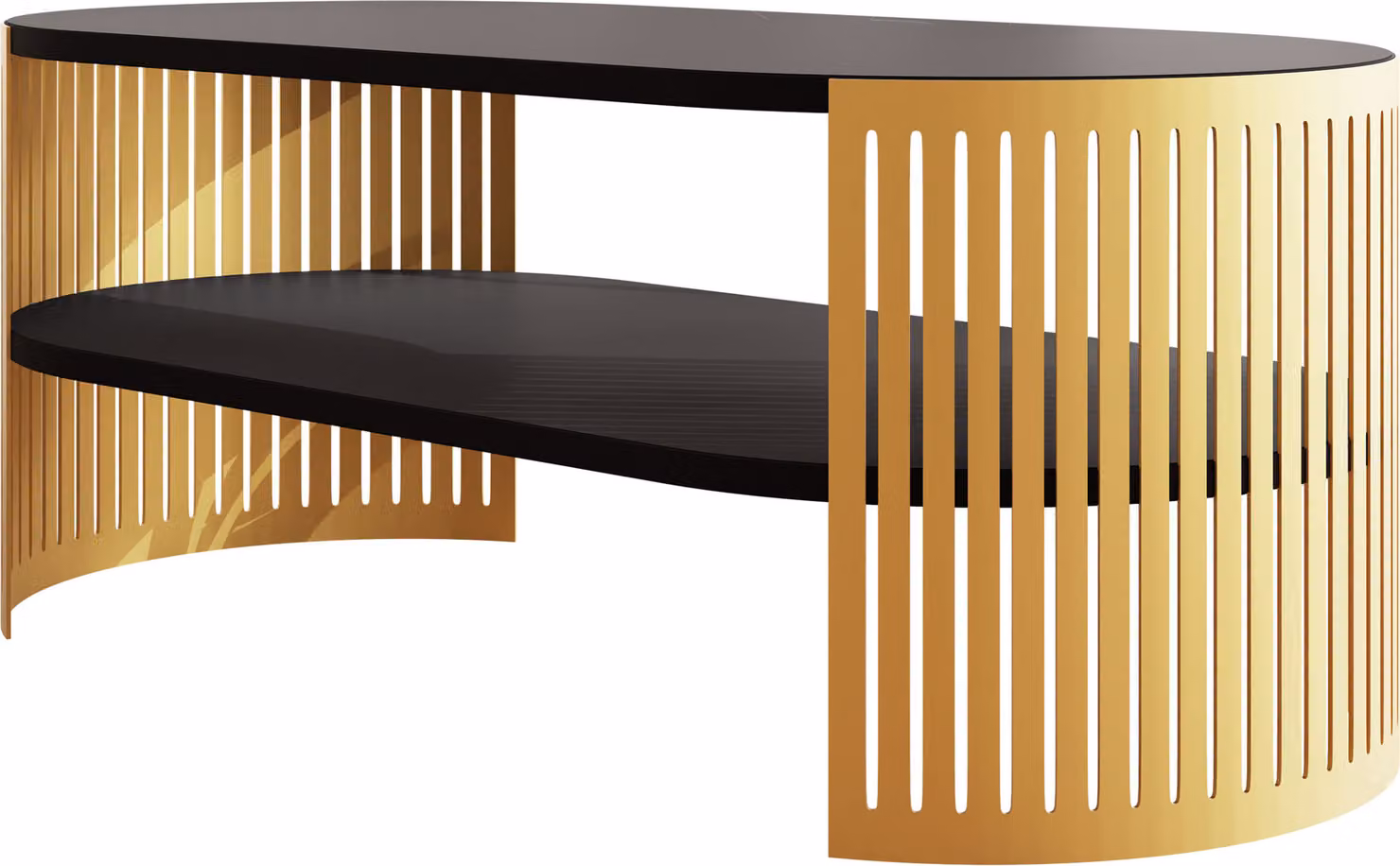MIRJAN24 Tavolino da salotto Fikoli Oval I Oro, tavolino da salotto, struttura in acciaio (colore: oro / nero molet)