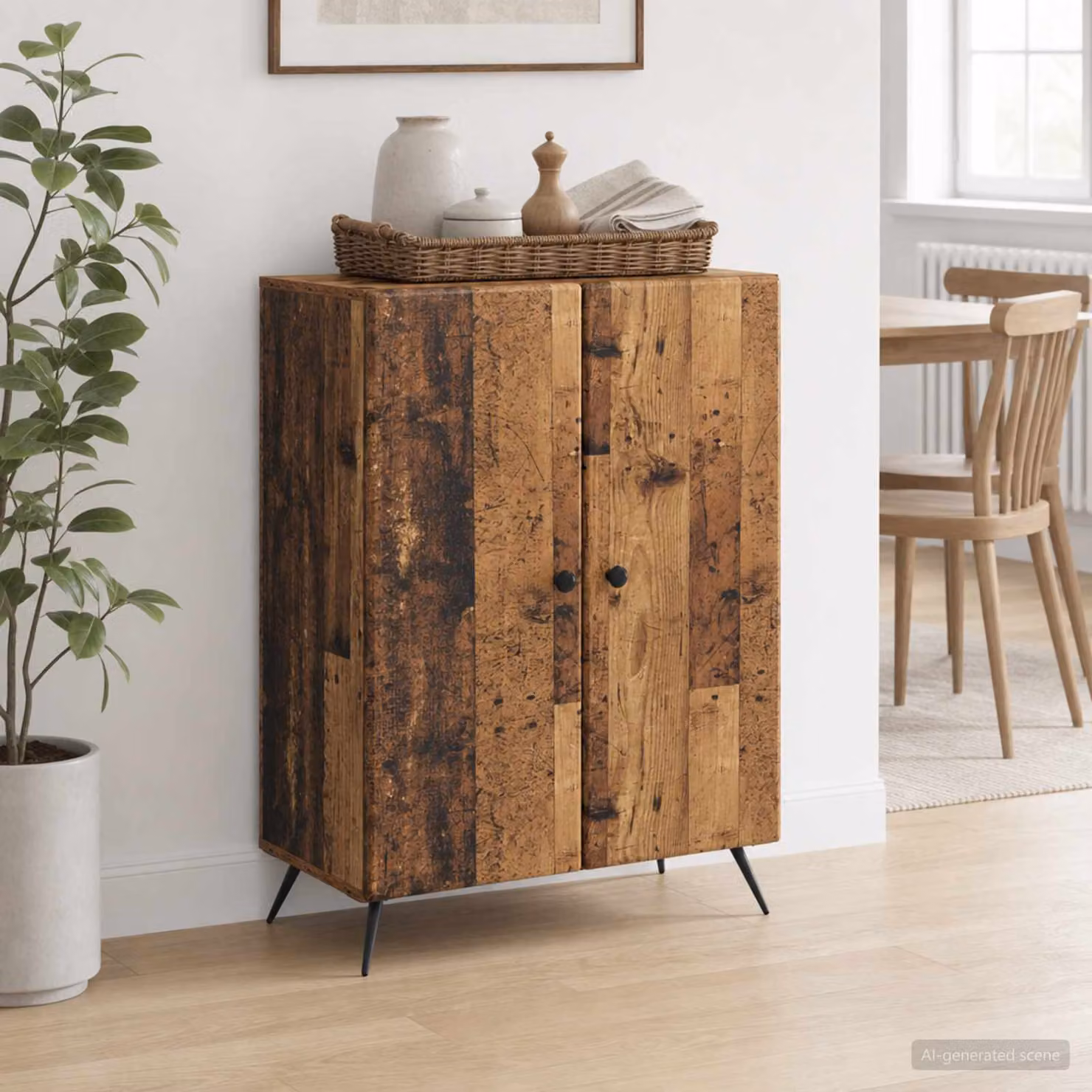 Credenza moderna vidaXL in legno ingegnerizzato color marrone L: 66 cm, P: 34,5 cm, H: 90 cm