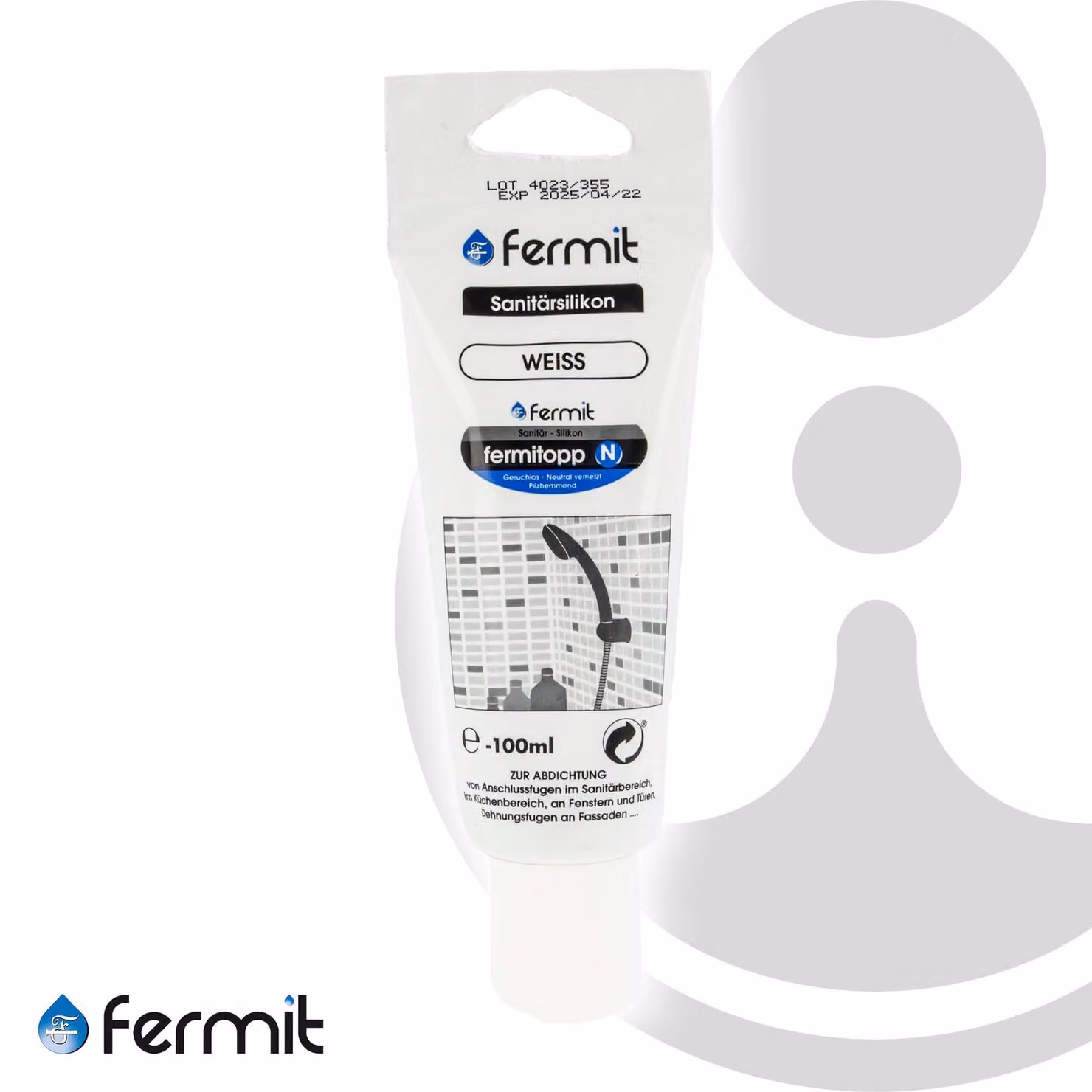 Fermit sigillante per giunti Fermitopp N a base di silicone, tubo da 100 ml, bianco 16060