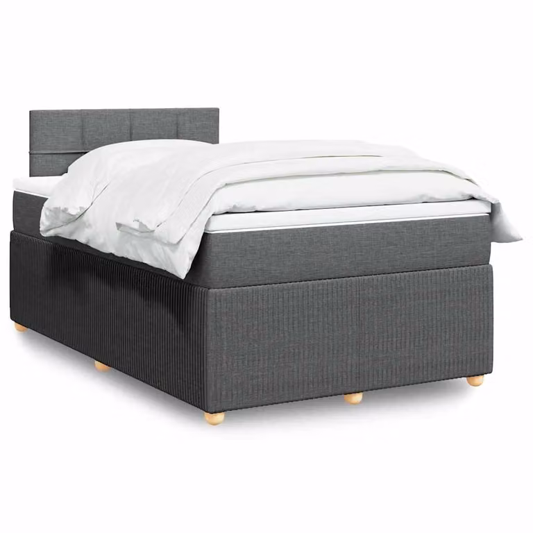 vidaXL Giroletto a Molle Ibrido con Materasso in Tessuto Grigio e Bianco L/P/H: 120 x 200 cm