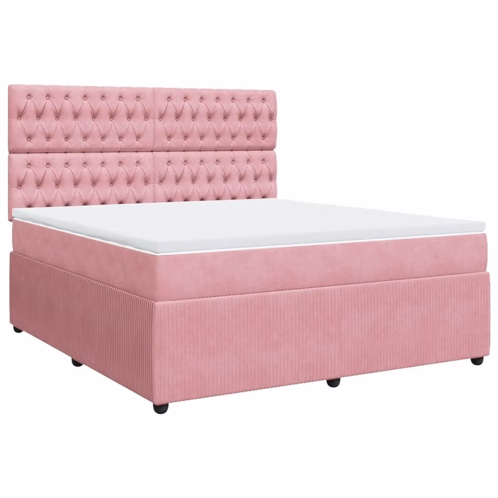 Giroletto a Molle con Materasso Rosa 180x200 cm in Velluto