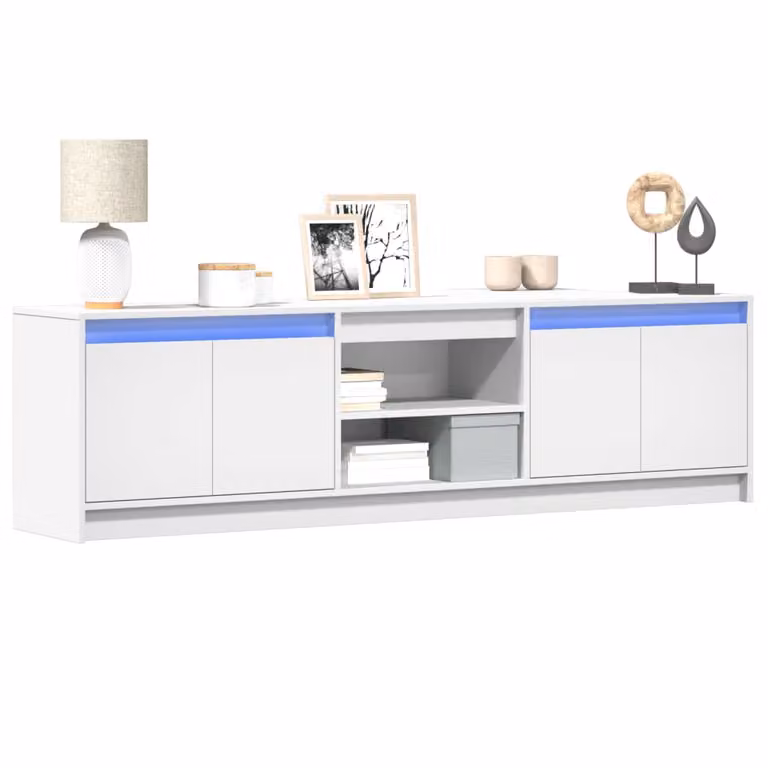 vidaXL Mobile Porta TV Bianco con Illuminazione LED Integrata in Truciolato e MDF, L 180 cm x P 34 cm x H 50 cm