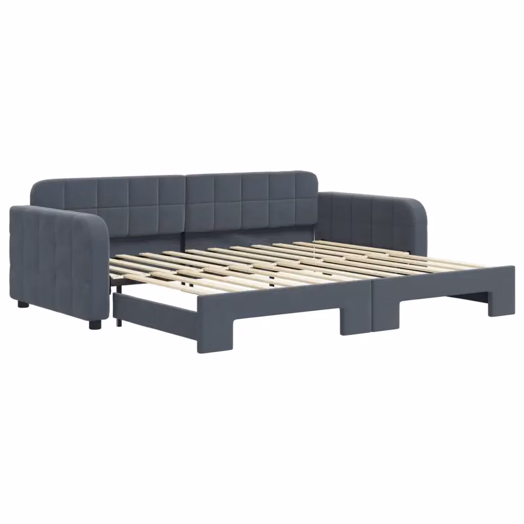 Divano Letto con Letto Estraibile vidaXL in Velluto Grigio per Soggiorno e Camera da Letto L/P: 90 x 200 cm – 2