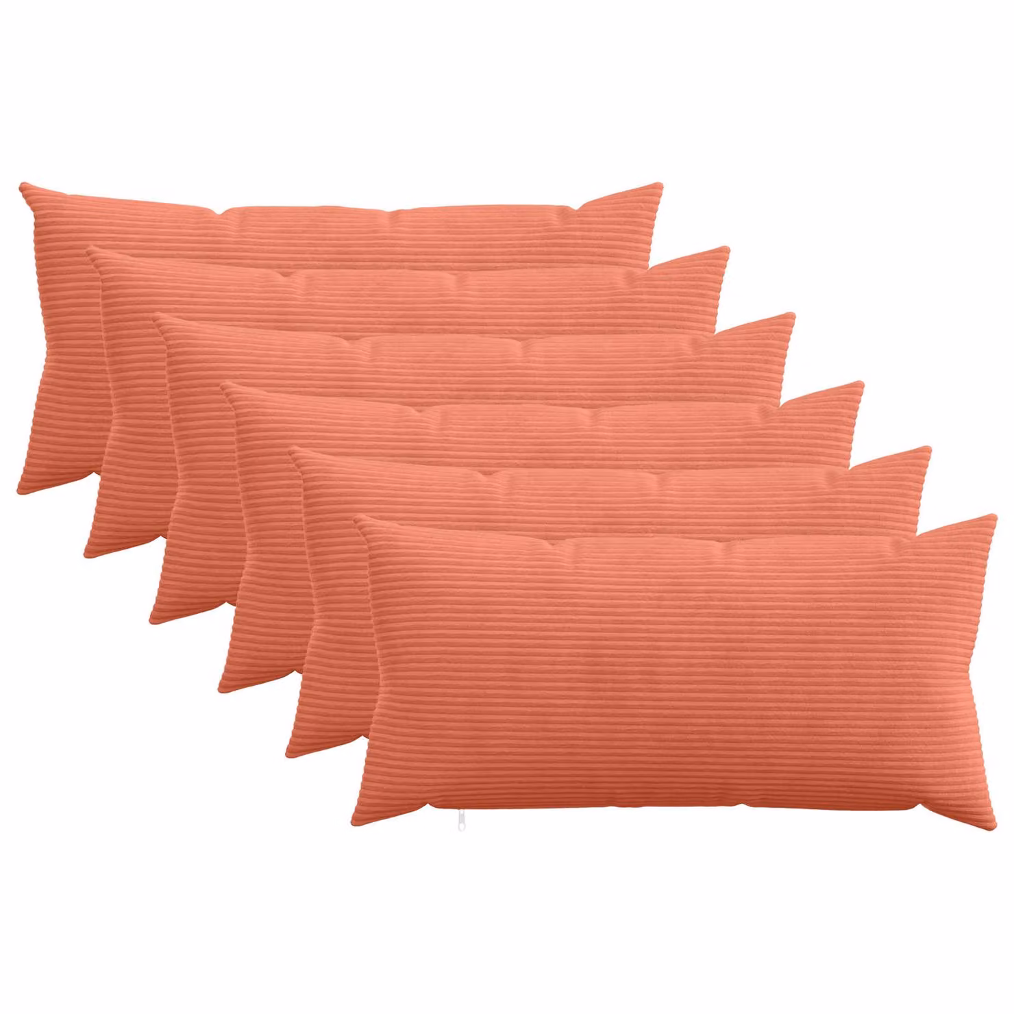 Set di 6 federe vidaXL HEERLEN in velluto a coste, Rosso Arancio, L 40 x P 70 cm