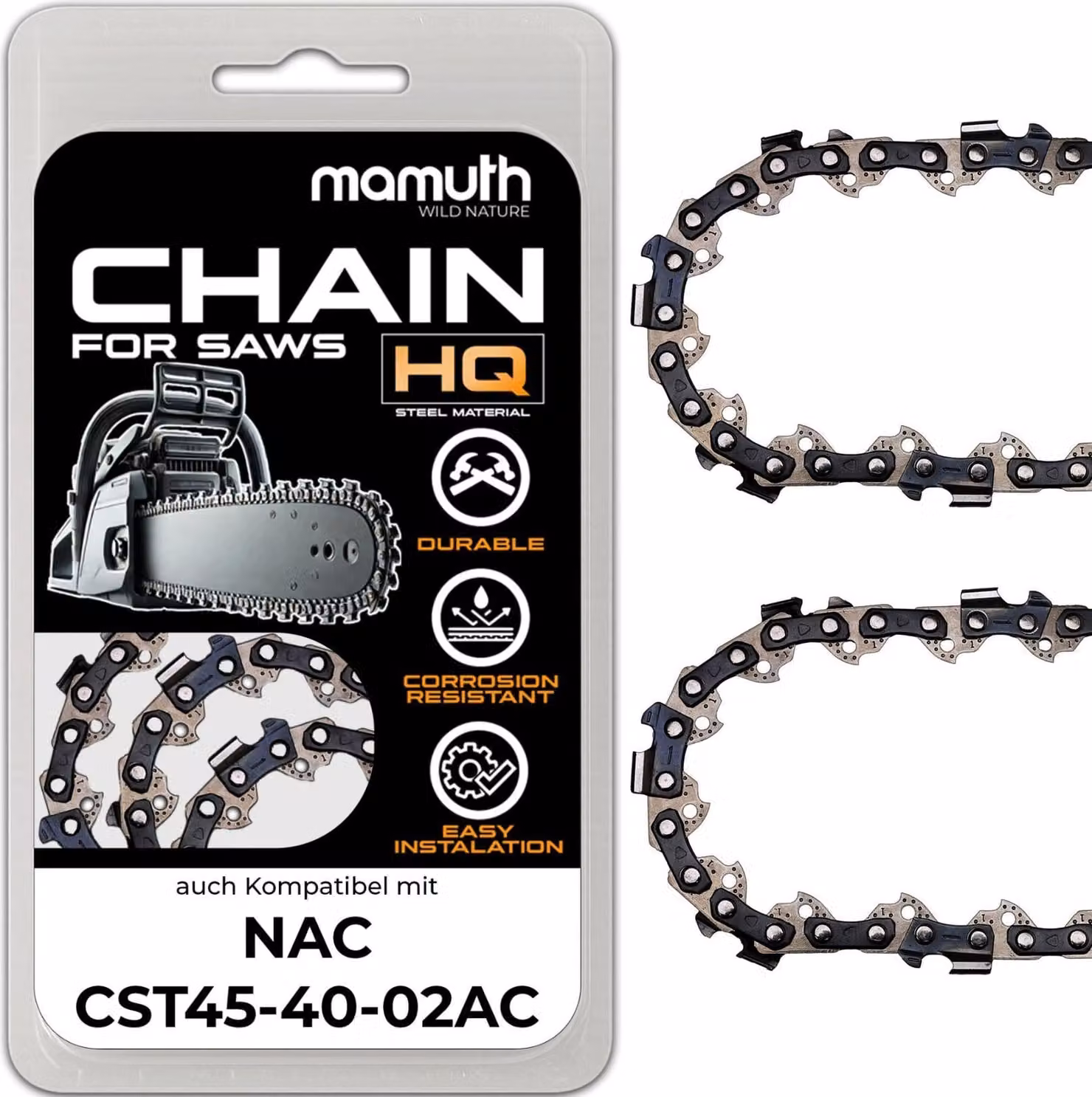 2x catena per motosega 40cm 1,5mm 0,325" 66TG per NAC CST45-40-02AC
