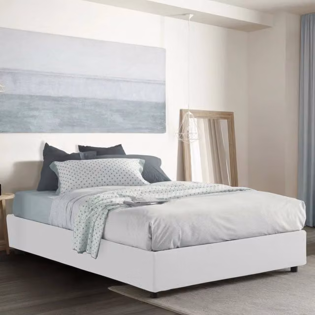 Letto Matrimoniale Annibale, Letto Matrimoniale Sfoderabile Made in Italy, Bianco