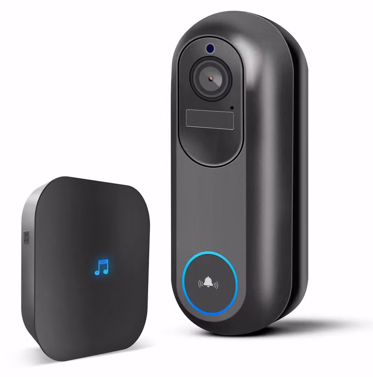 Videocitofono Wi-Fi intelligente Sada, con batteria, 12V, slot MicroSD, risoluzione FHD, sensore PIR, colore nero