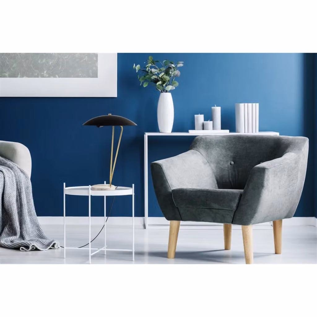 Lampada da tavolo moderna Kendra Home in marmo e metallo nero e oro con paralume a cupola regolabile – 2