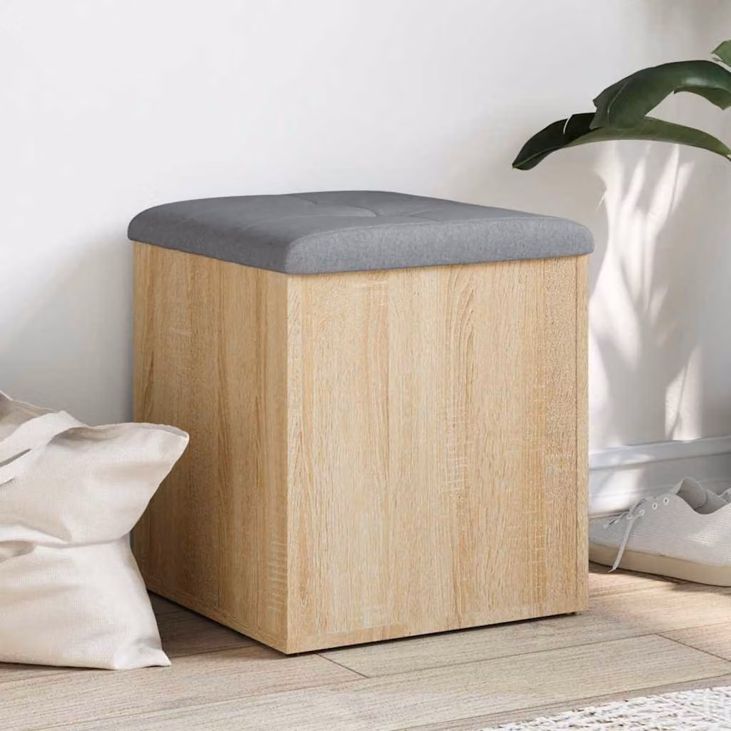 Panca Contenitore vidaXL Moderna in MDF, Colore Marrone e Grigio, L/P/H: 42 x 42 x 45 cm