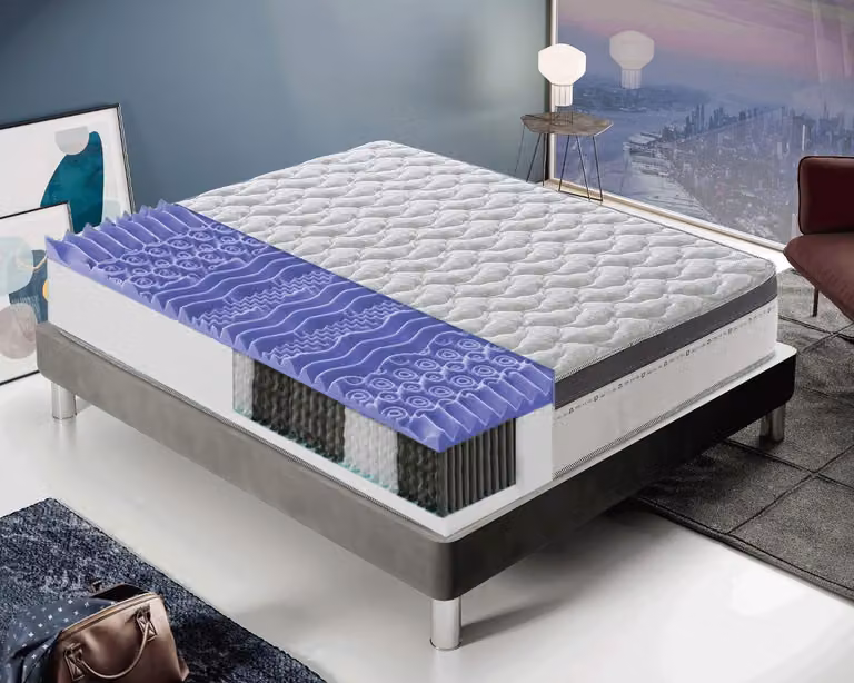 Materasso 200x200 cm, Alto 28 cm, 800 Molle Insacchettate, 9 zone differenziate, Rigidità H2, Memory Foam 6 cm, 100% Italy