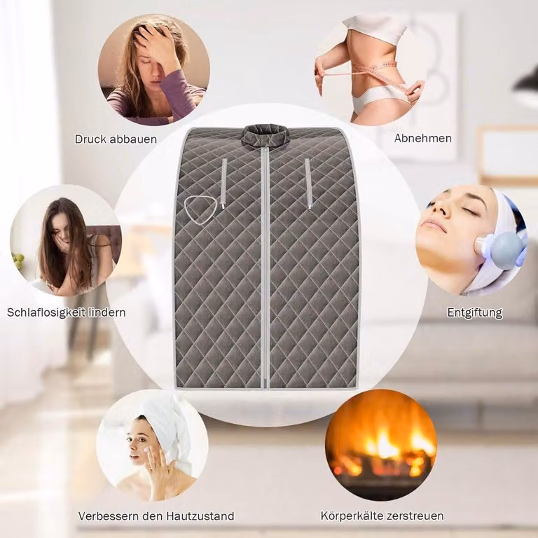Sauna a vapore portatile, 3L 1000W, 9 impostazioni di temperatura, grigio