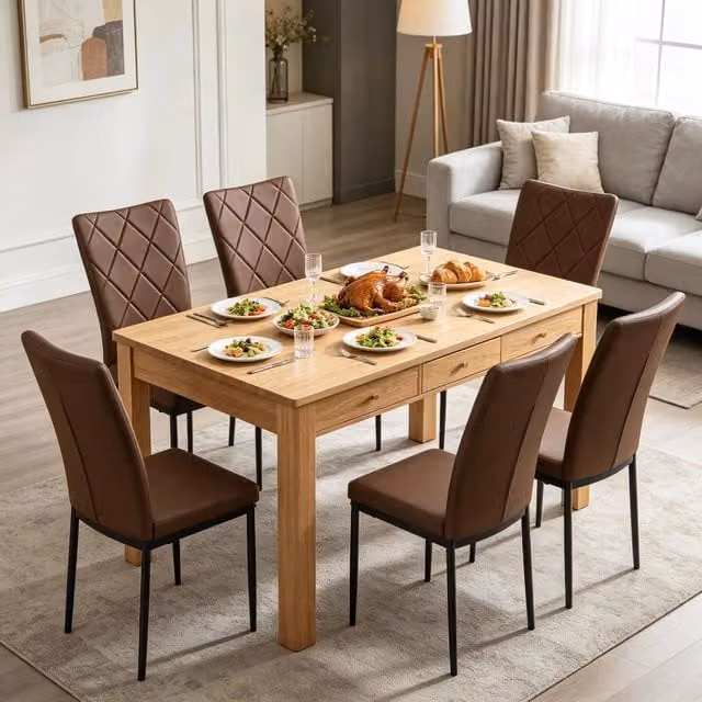 Set di 4 sedie da pranzo Mivray in similpelle marrone scuro con struttura in metallo H 94,5 x L 42 x P 59 cm