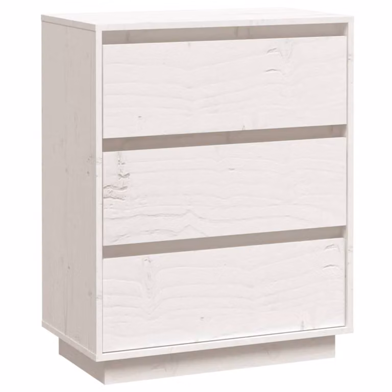 Credenza Bianca 60x34x75 cm in Legno Massello di Pino