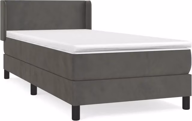 Letto singolo | Letto per adulti | Giroletto a Molle con Materasso Grigio Scuro 80x200 cm Velluto