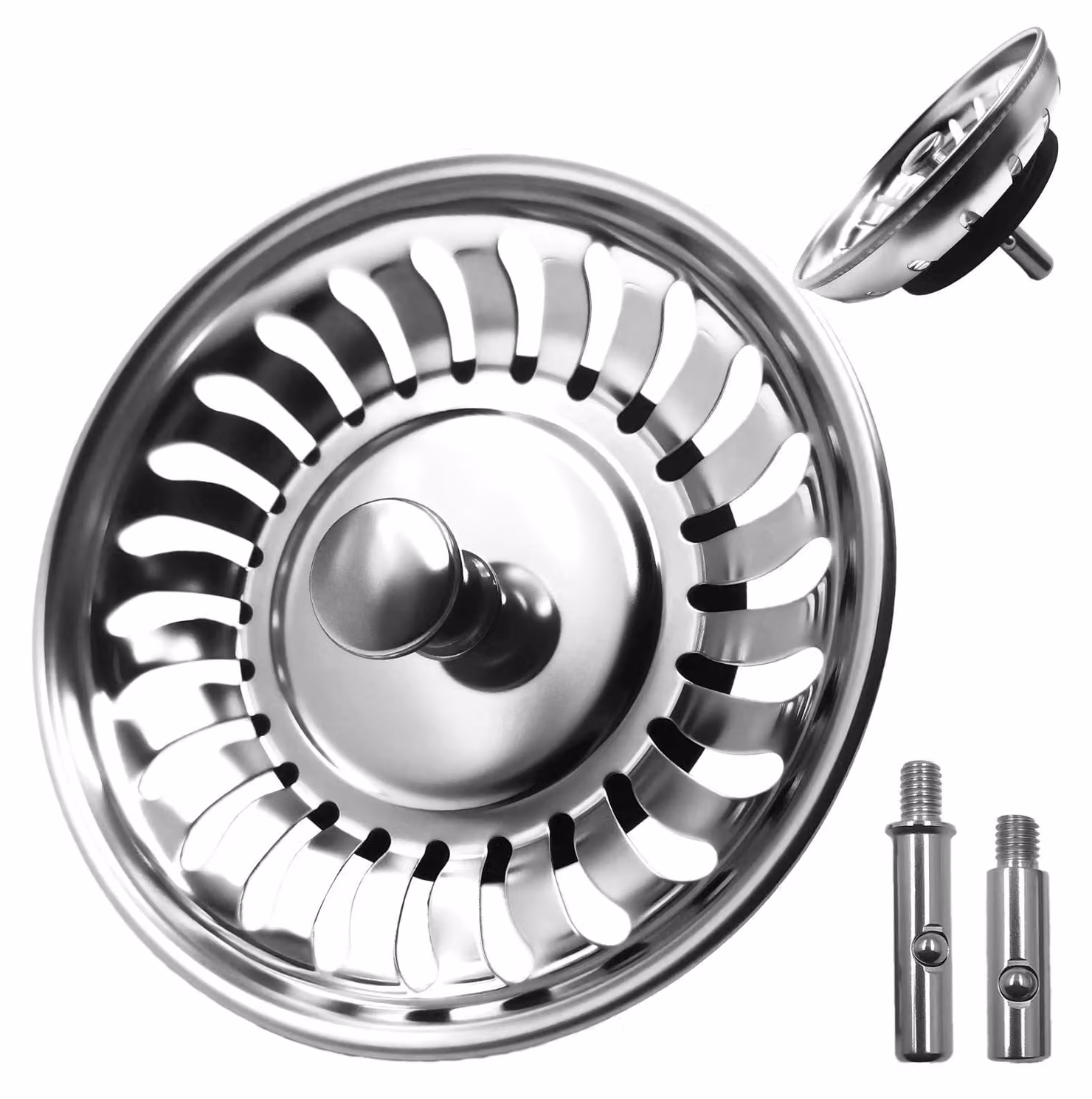 Cesto filtrante in acciaio inossidabile da 80 mm per lavello, completo di 2 spine