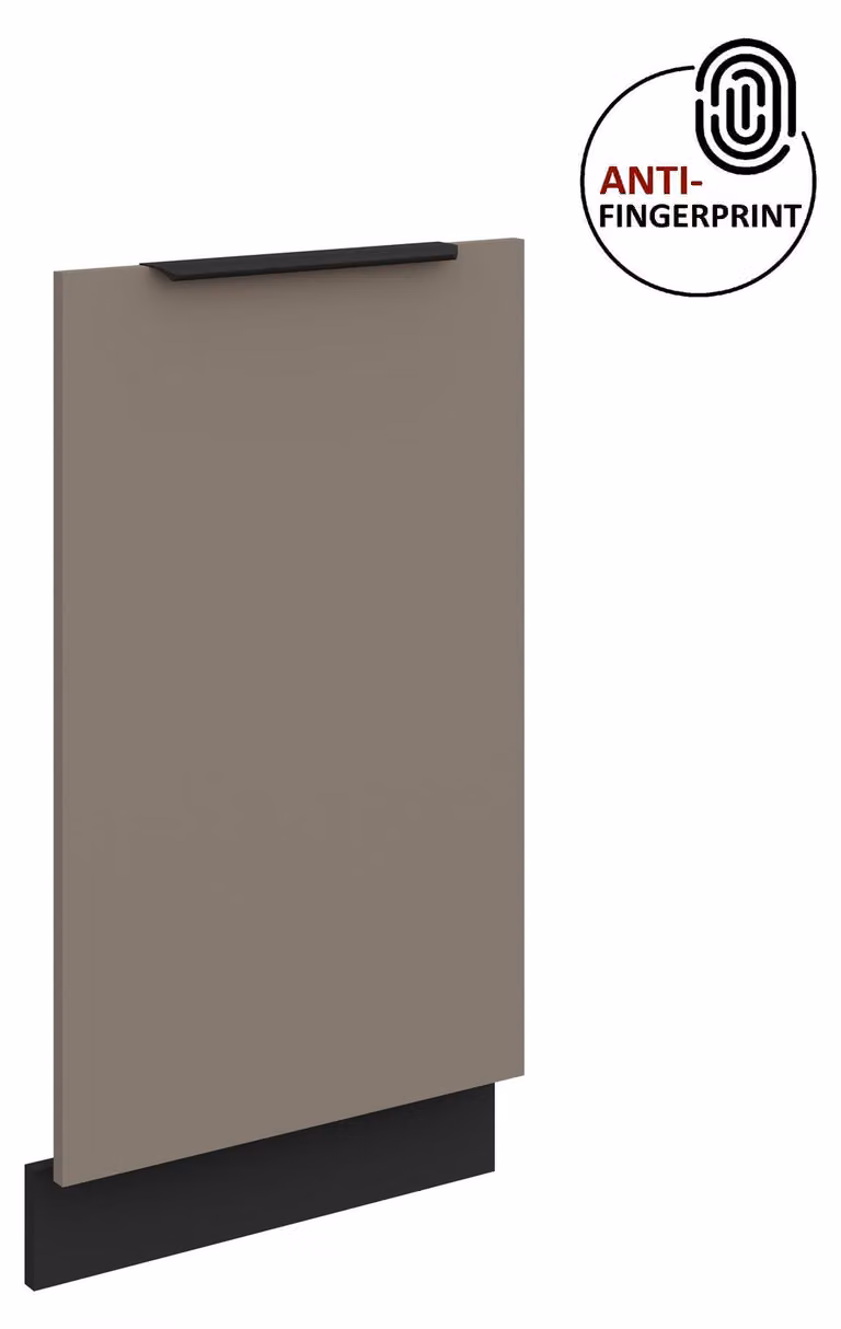 Pannello frontale per lavastoviglie da 45 cm completamente incassata ARIA, grigio sabbia ultra opaco + nero opaco, frontali di alta qualità con rivestimento anti-impronta, cucina a incasso