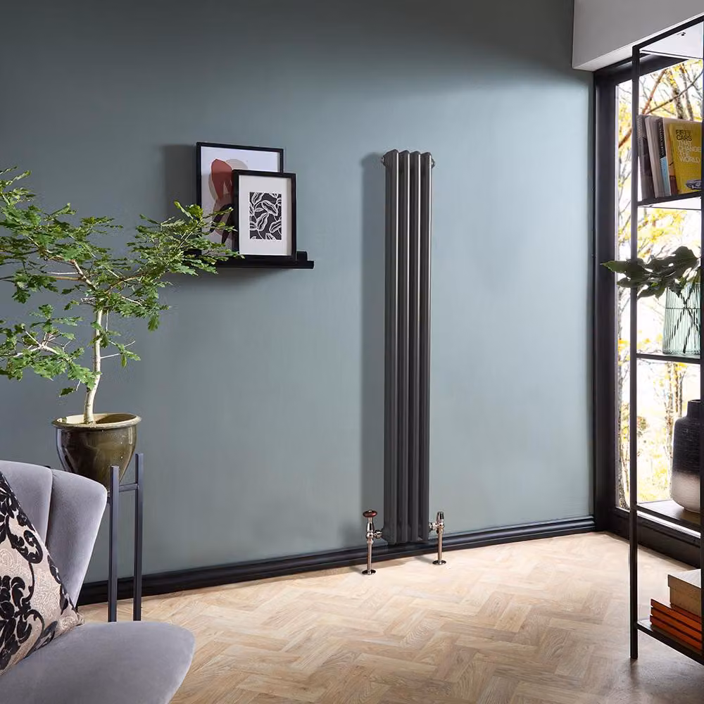 Radiatore Tradizionale Verticale a Doppia Colonna - Peltro - 1500mm x 200mm - Regent by Hudson Reed