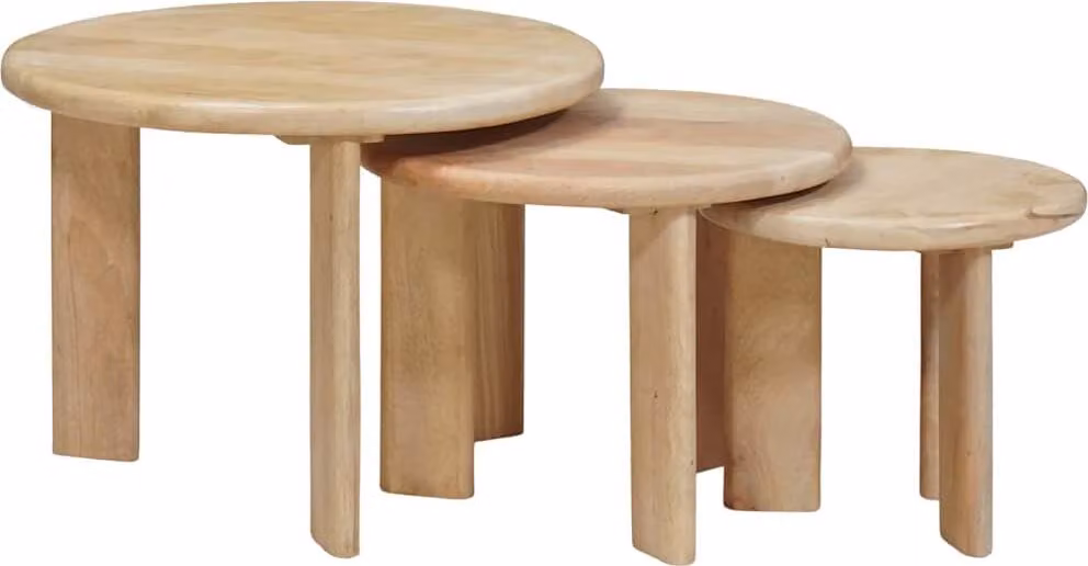 Maison Exclusive - Set di 3 tavolini nidificanti, neri, diametro 54 cm, altezza 40 cm