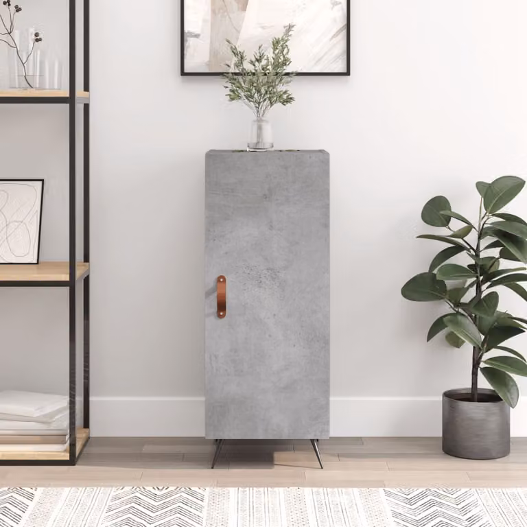 Credenza moderna vidaXL in legno multistrato e metallo, Grigio Cemento, L/P/H: 34,5 x 34 x 90 cm