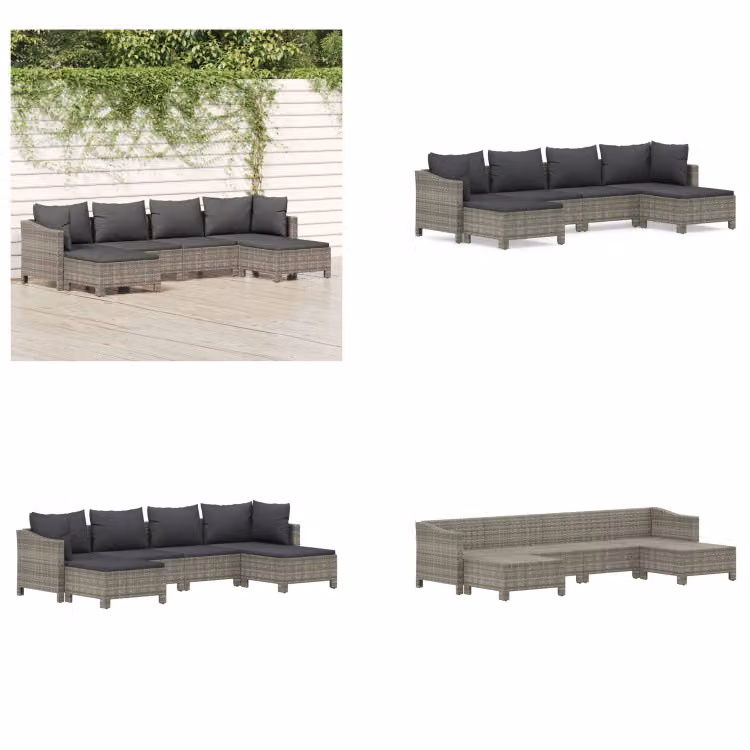 vidaXL Set da salotto da giardino 6 pezzi con cuscini in poly rattan grigio - Set da salotto da giardino - Set da salotto - Set di mobili da giardino