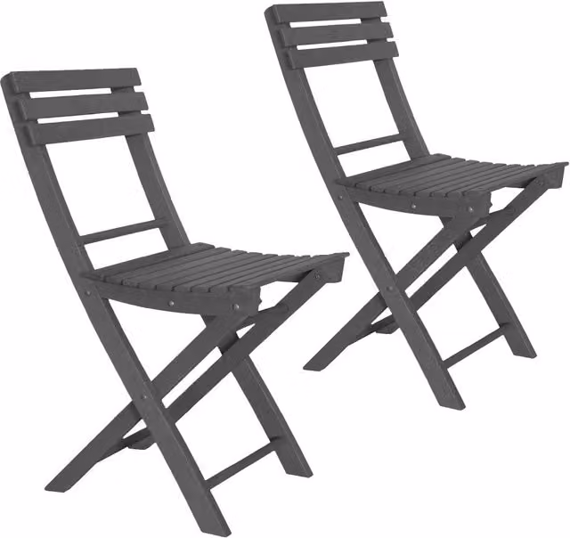 Set 2 Sedie Pieghevoli in Legno Basic Grigio Scuro