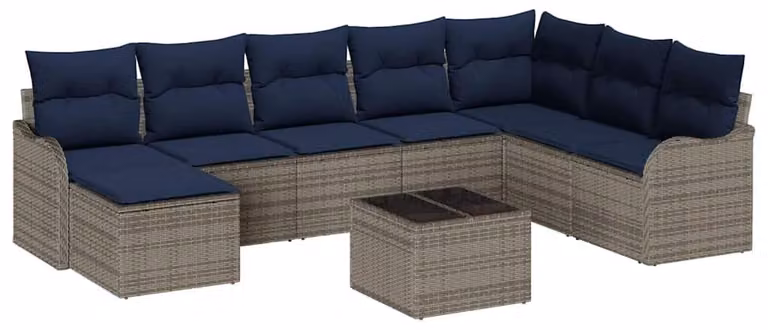 Set di divani da giardino in rattan grigio