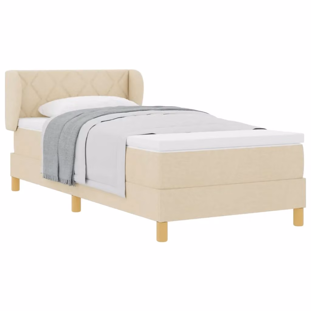 Letto a molle con testiera vidaXL in tessuto beige L: 200 cm, P: 100 cm, H: 140 cm – 2