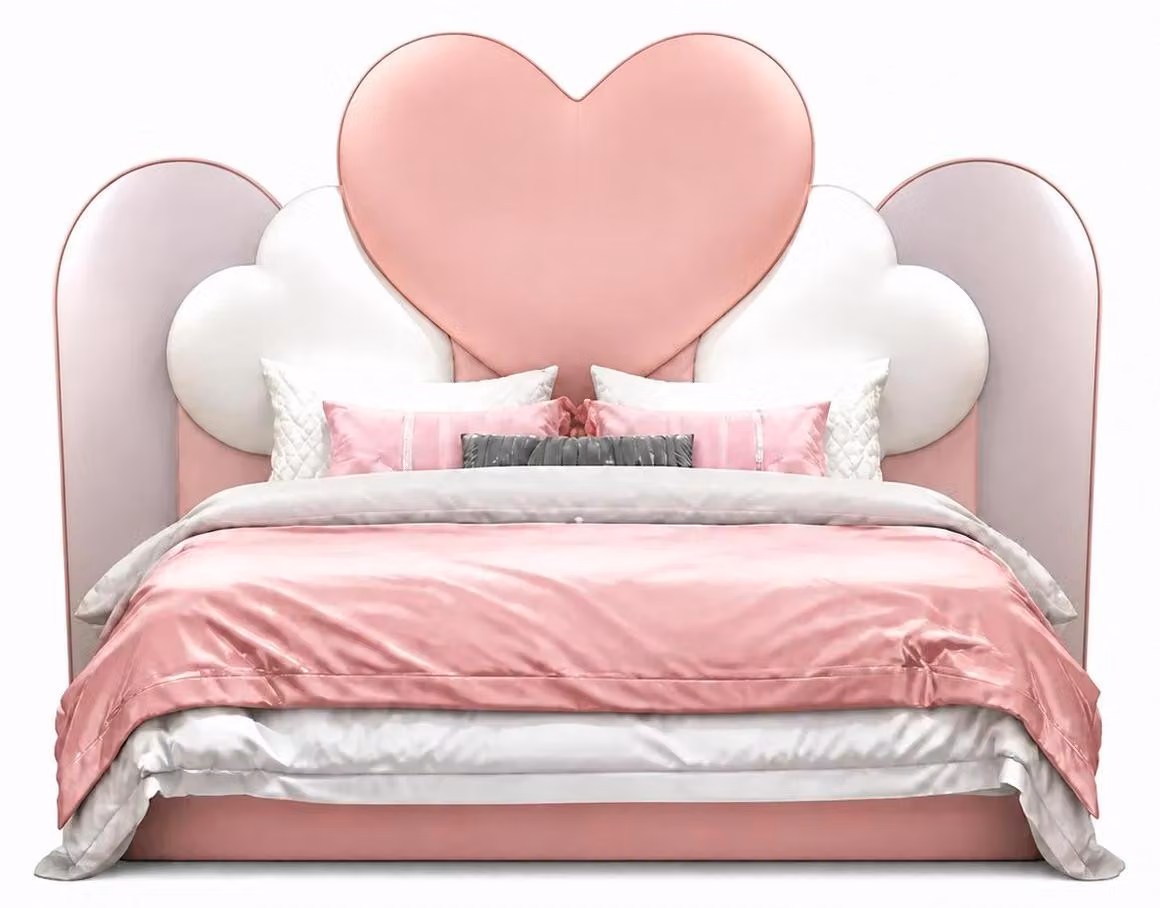 Letto a forma di cuore rosa per bambini, trasformabile in letto per adolescenti, in pelle, per bambine, mobili per l'infanzia