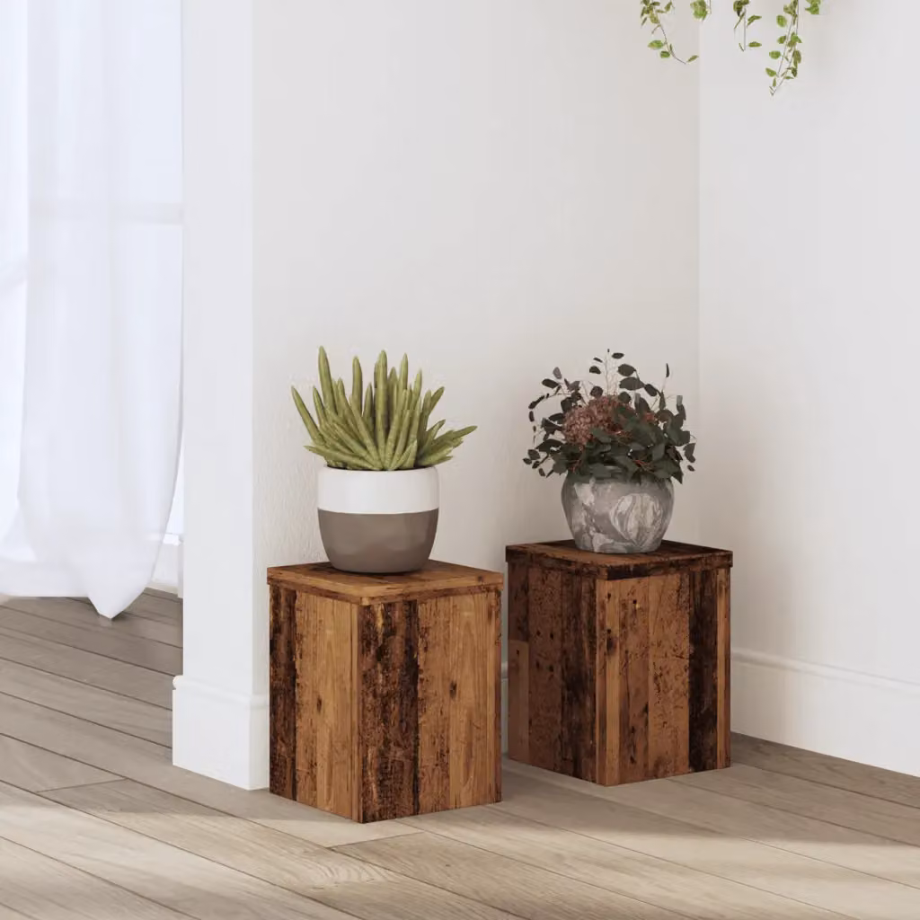vidaXL Supporto per piante in legno marrone, set da 2 pezzi, L 15 cm x P 15 cm x H 20 cm