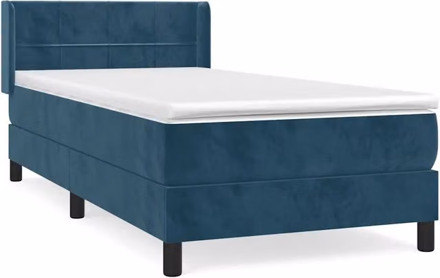 Letto singolo | Letto per adulti | Giroletto a Molle con Materasso Blu Scuro 80x200 cm in Velluto
