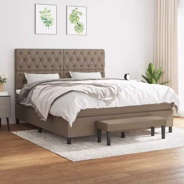 Letto Ibrido Moderno vidaXL con Struttura Imbottita in Tessuto e Legno, Colore Beige e Bianco, L/P/H: 160 x 200 x 128 cm – 1