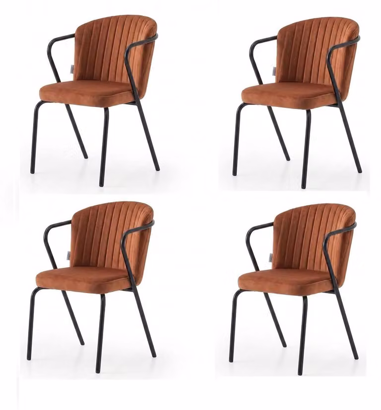 Set di 4 sedie, design moderno, imbottitura in tessuto, colore marrone, confortevoli e comode