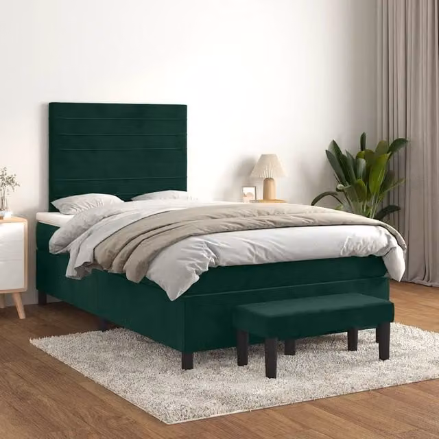 Giroletto a Molle con Materasso Verde Scuro 120x200 cm Velluto 3137896