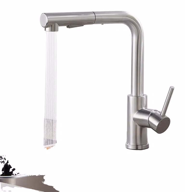 Rubinetto da cucina, con soffione estraibile, due modalità di erogazione, rubinetto per bassa pressione, attacco G3/8