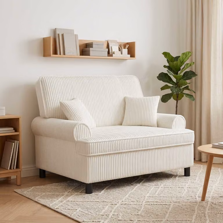 vidaXL Poltrona XXL Moderna con Cuscini in Tessuto Beige e Bianco per Soggiorno e Camera da Letto