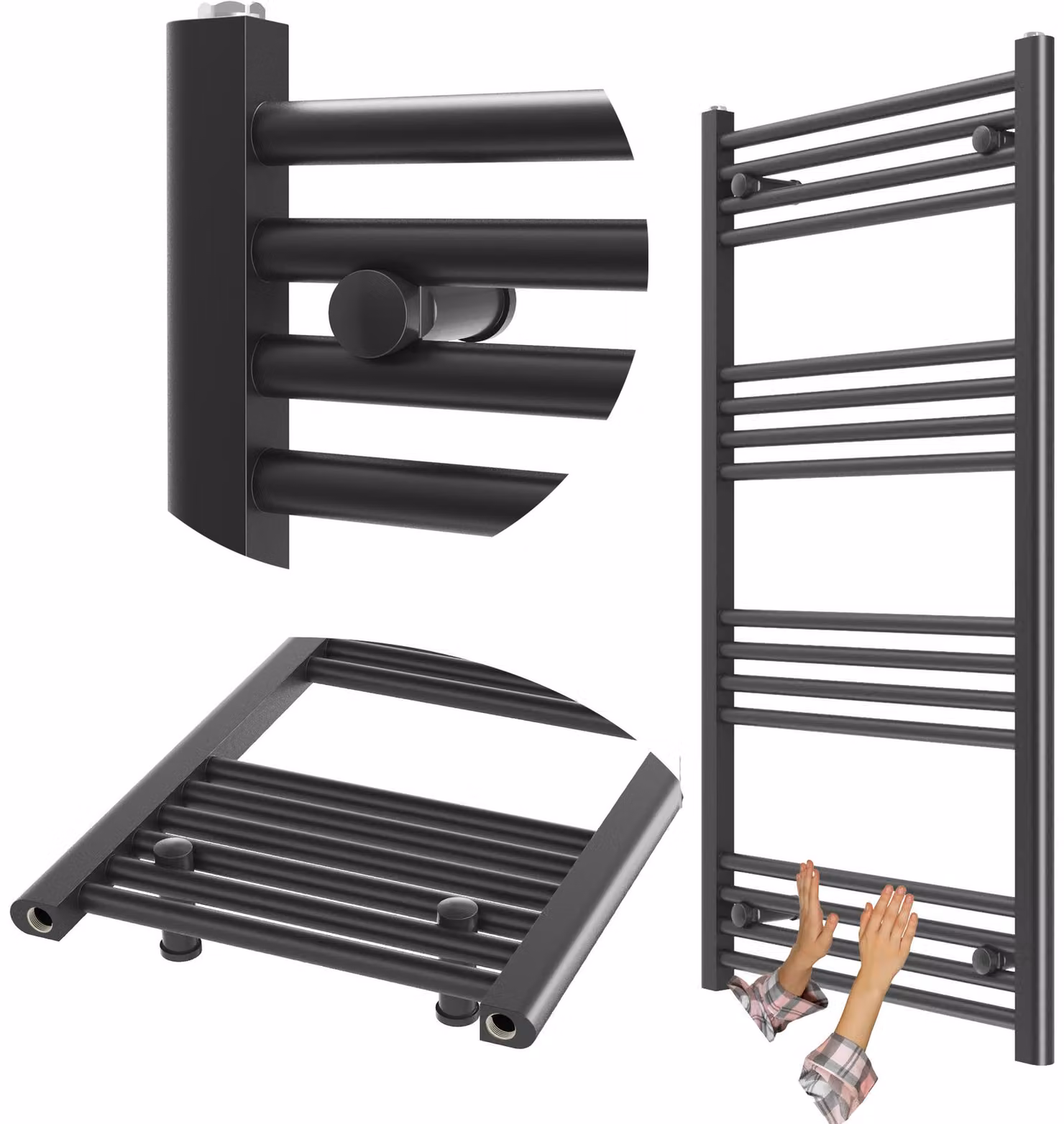 Granitan - Radiatore da bagno - Scaldasalviette - 60x110 cm - Nero - Scaldasalviette - BRENO