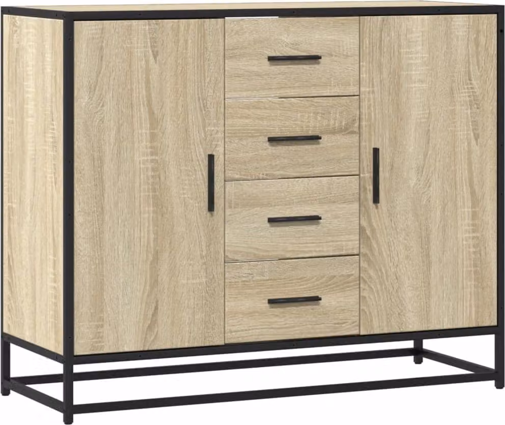 Credenza Rovere Sonoma 92x35x76 cm in Legno Multistrato