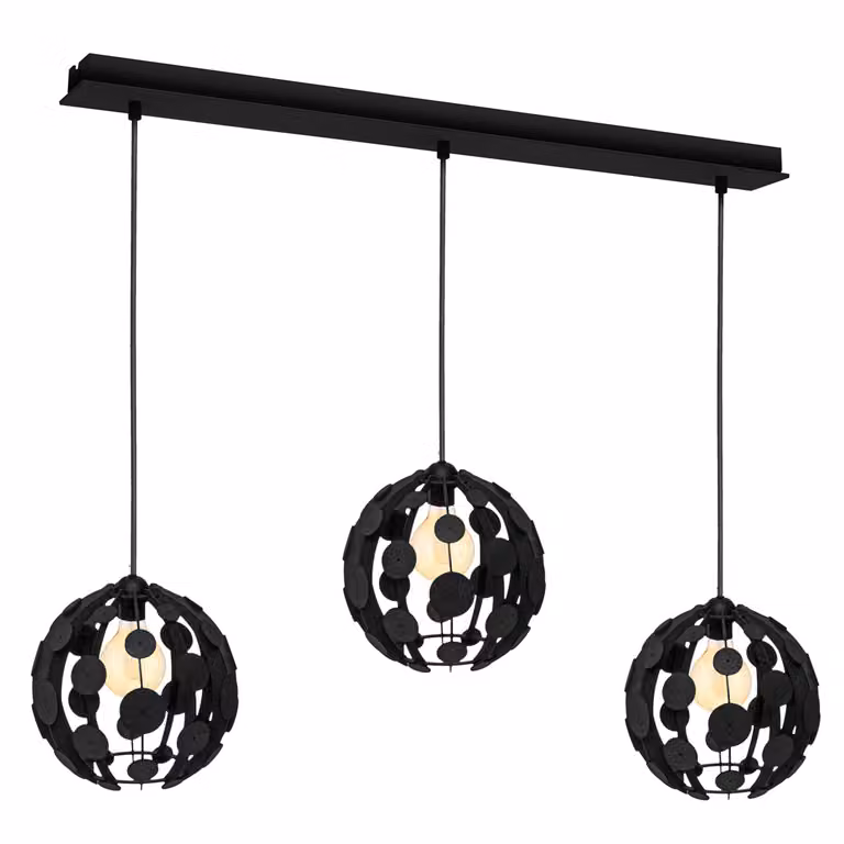 Gaia lampada a sospensione nero/legno 3Xe27 60W