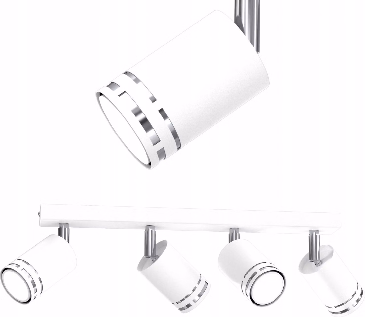 Lampada Da Soffitto Bianca E Cromata Con Led Mobili Gx53, Faretto Riflettore Polish