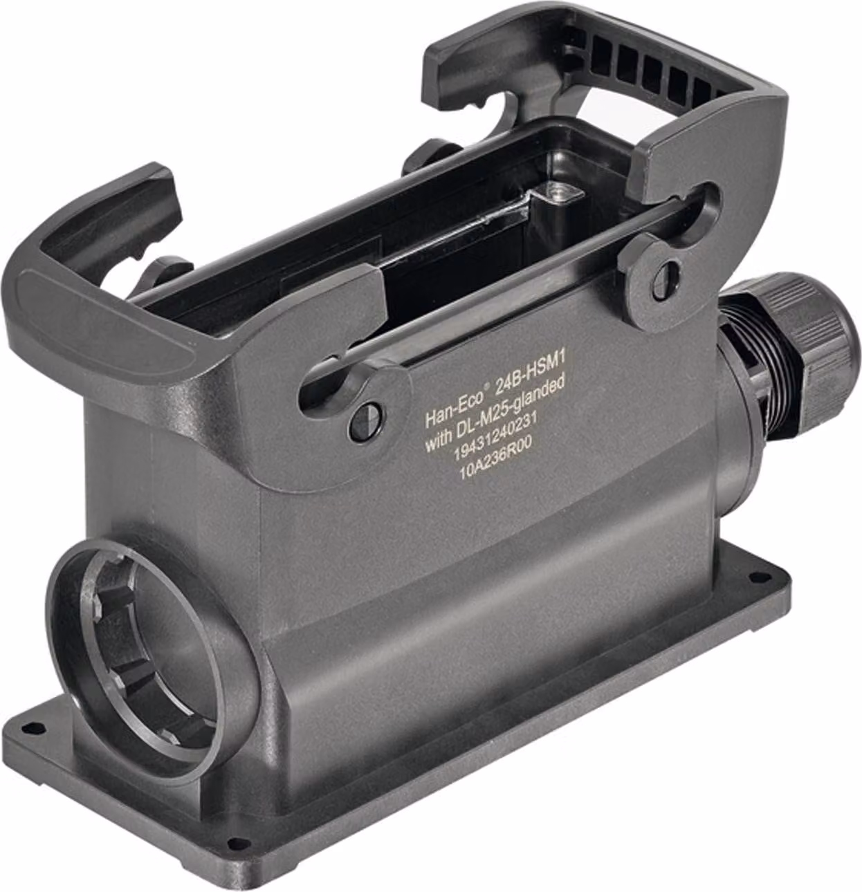 "Han ECO 24B custodia di base con pressacavo, 1xM25 uscita cavo laterale, con 2 staffe trasversali"