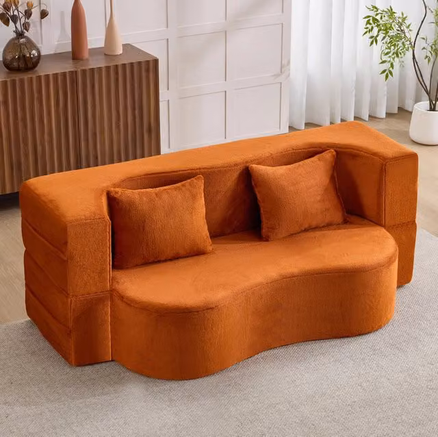 Divano letto pieghevole 2 in 1 in schiuma ad alta densità; arancione