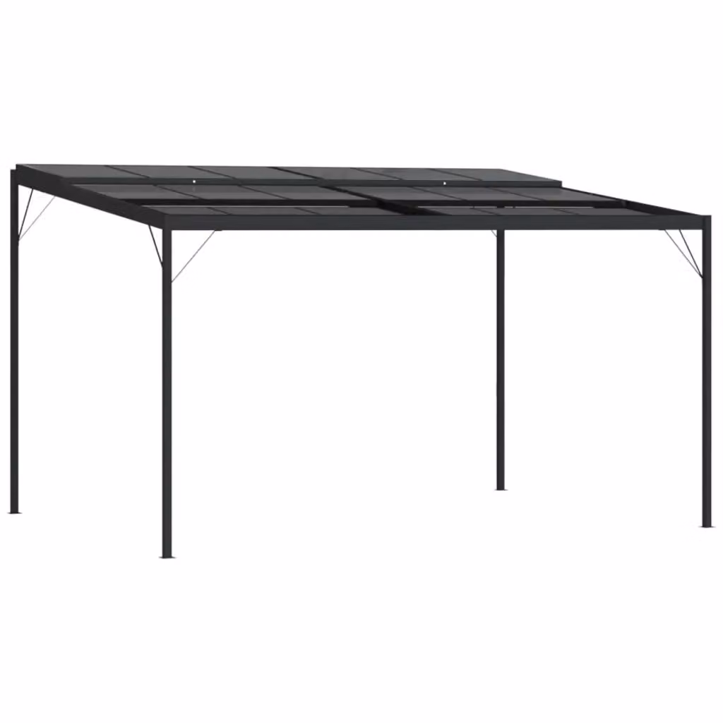 Gazebo vidaXL moderno in alluminio e acciaio con tetto in PVC colore antracite L: 4 m, P: 3 m, H: 2,5 m – 2