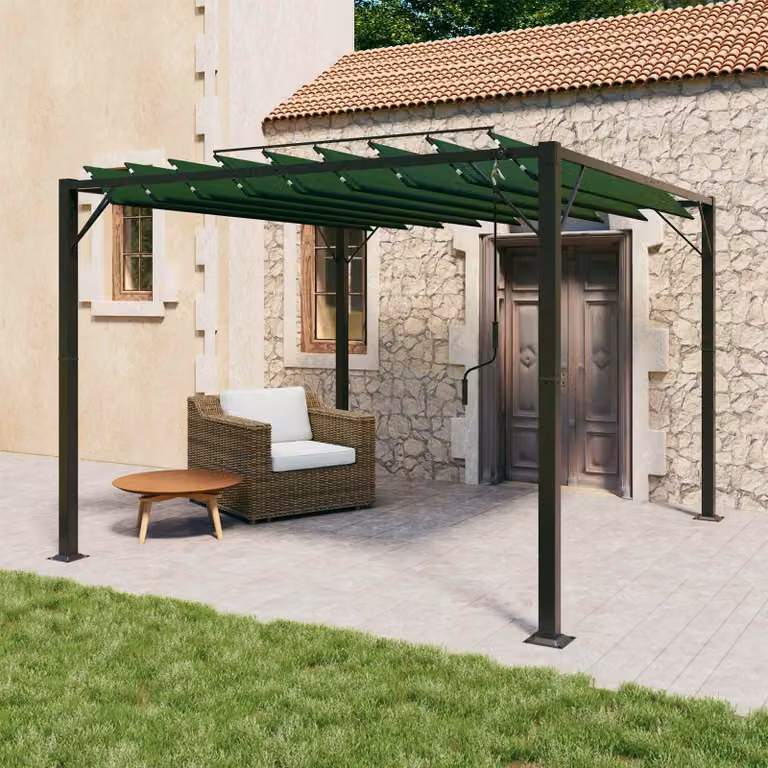 vidaXL Gazebo con tetto ventilato in alluminio e poliestere Verde L/P/H: 300 x 300 x 214 cm