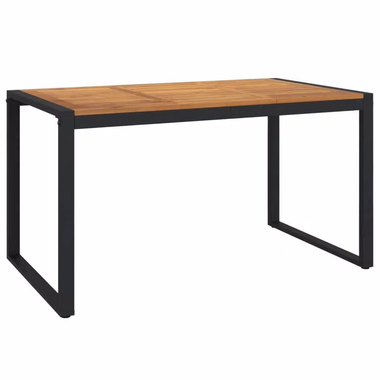 Tavolo Giardino con Gambe a U 140x80x75cm Legno Massello Acacia