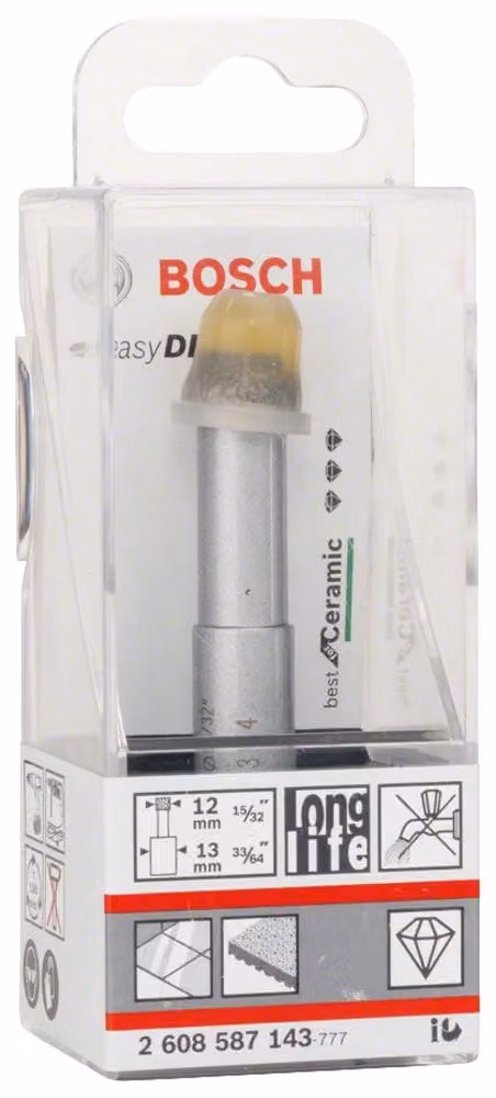 Punta diamantata per foratura a secco Easy Dry Best per Vetroceramica 12 X 33 mm