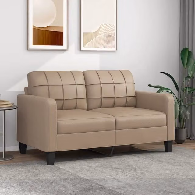Divano a 2 posti moderno vidaXL in similpelle beige con struttura in metallo e imbottitura in schiuma per il tuo soggiorno – 1